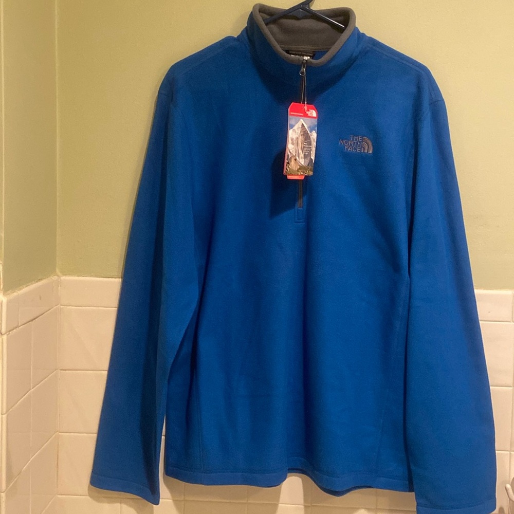 💙NewThe North Face men’s blue / gray pullover 1/4 quarter zip fleece size large